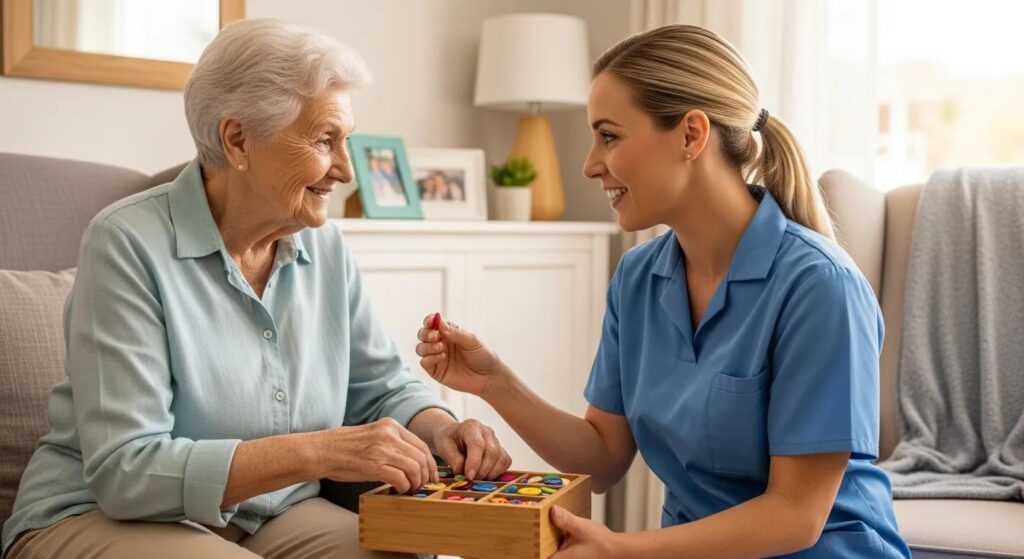 Dementia home care with caretakers.