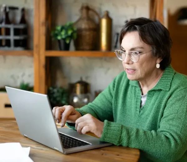 Elderly woman on website